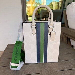 Coach Men's Dylan Tote Bag In Signature Canvas With Varsity CBI38 QB/Chalk Multi